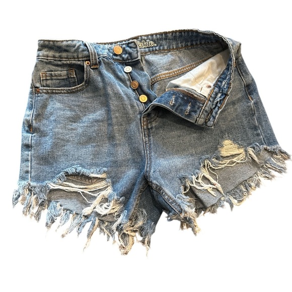 Distressed Denim Cut-Off Shorts - Picture 2 of 4